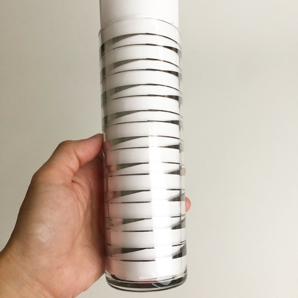 VTG Set 7 Libbey "Element" Tom Collins Ice Tea Glasses Diagonal Silver Stripes - Picture 6 of 12